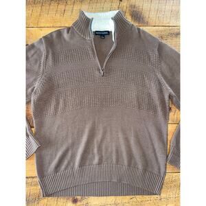Mens Tricots St Raphael‎ Brown Collared Quarter Zip Long Sleeve Sweater Size L